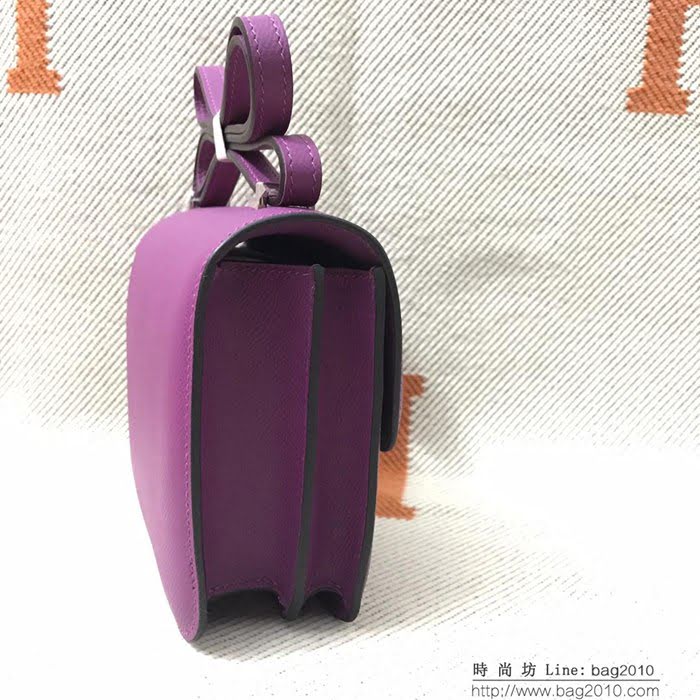 HERMES愛馬仕 H空姐包 進口原廠EP皮 頂級蜜蠟製作 街拍必備單品 海葵紫金銀 單肩斜挎包  Ama1562